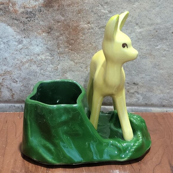 Vintage Shawnee USA Shiny Glaze Deer Fawn Ceramic Planter Vase - Picture 5 of 12